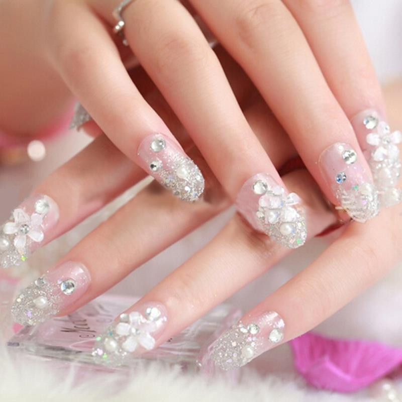 3d Wedding Nails
 Jual NA012 Kuku Palsu 3D Nail Art Silver Fake Nails
