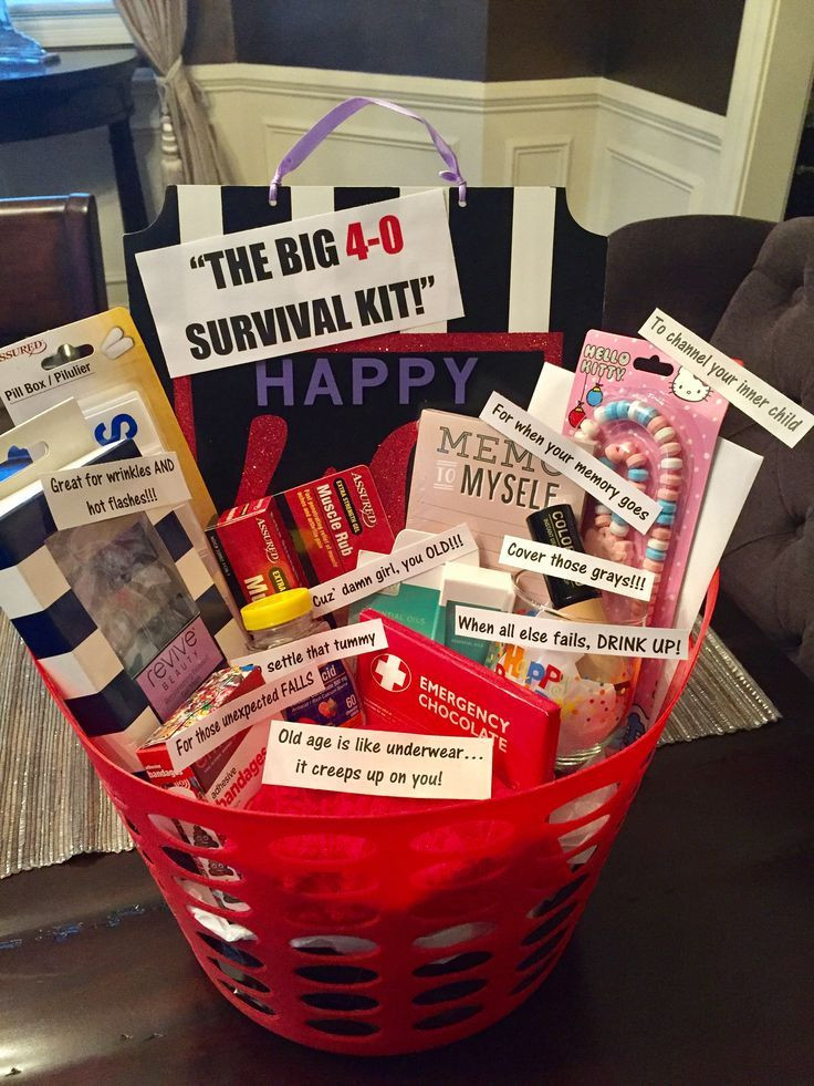40Th Birthday Gag Gift Ideas
 40th birthday survival kit for a woman most things from