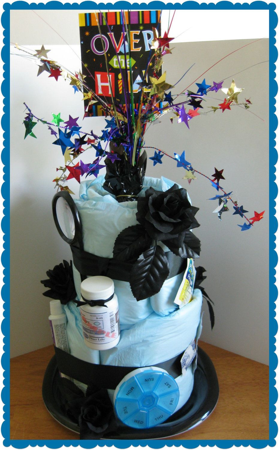 40th Birthday Gag Gifts
 Over the Hill Gag Gift Birthday Diaper Cake for