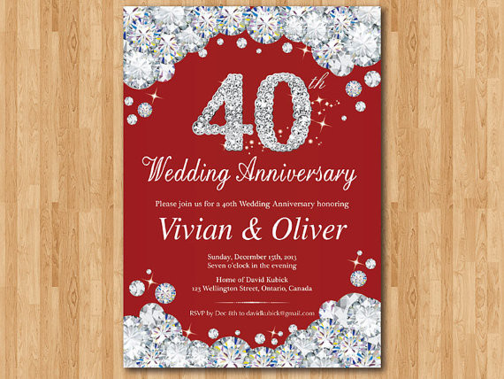 40th Wedding Anniversary Invitations
 40th Wedding Anniversary Invitation Ruby Red Wedding