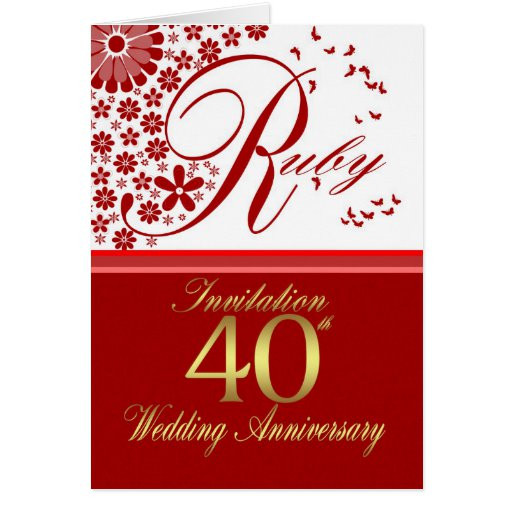 40th Wedding Anniversary Invitations
 40th wedding anniversary invitation card ruby we