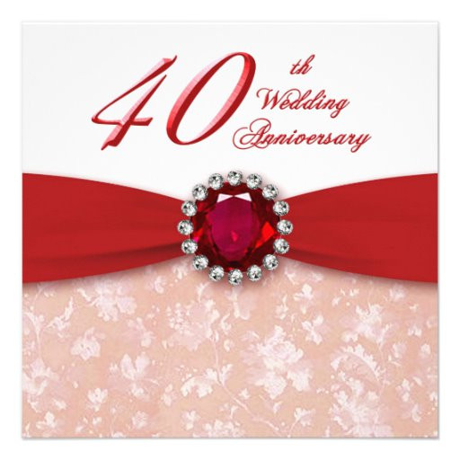 40th Wedding Anniversary Invitations
 Damask 40th Wedding Anniversary Invitation 5 25" Square