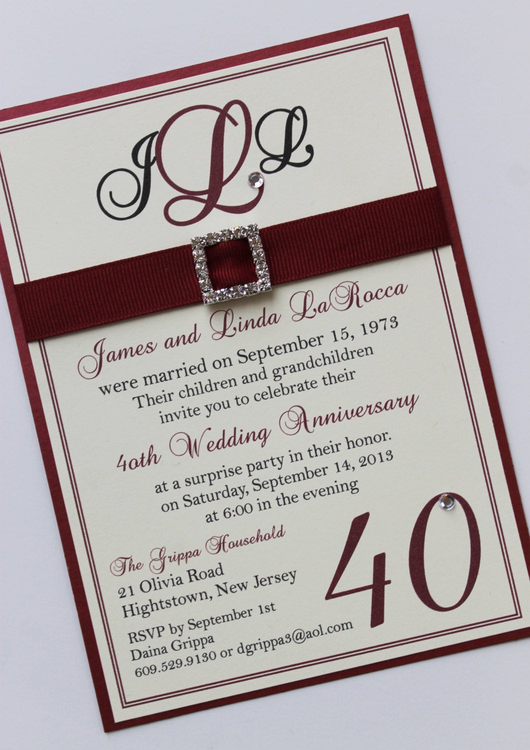 40th Wedding Anniversary Invitations
 Ruby 40th Wedding Anniversary Invitation