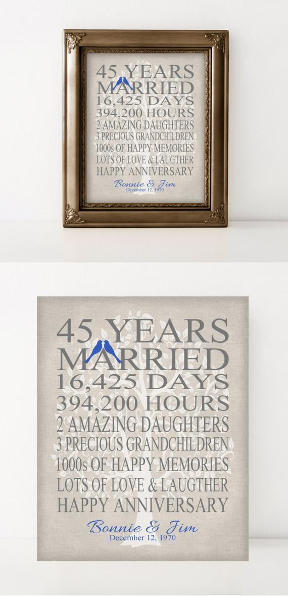 45Th Wedding Anniversary Gift Ideas For Couples
 45th Wedding Anniversary Gift for Parents by PrintsbyChristine