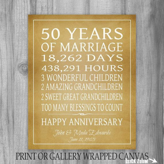 50 Years Of Marriage Quotes
 50th Anniversary Gift Print or Canvas Grandparents Gift