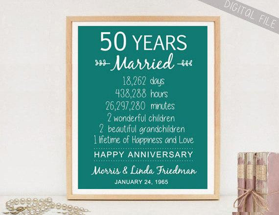 50 Years Of Marriage Quotes
 50th Anniversary Gift 50 years Wedding by LillyLaManch on Etsy