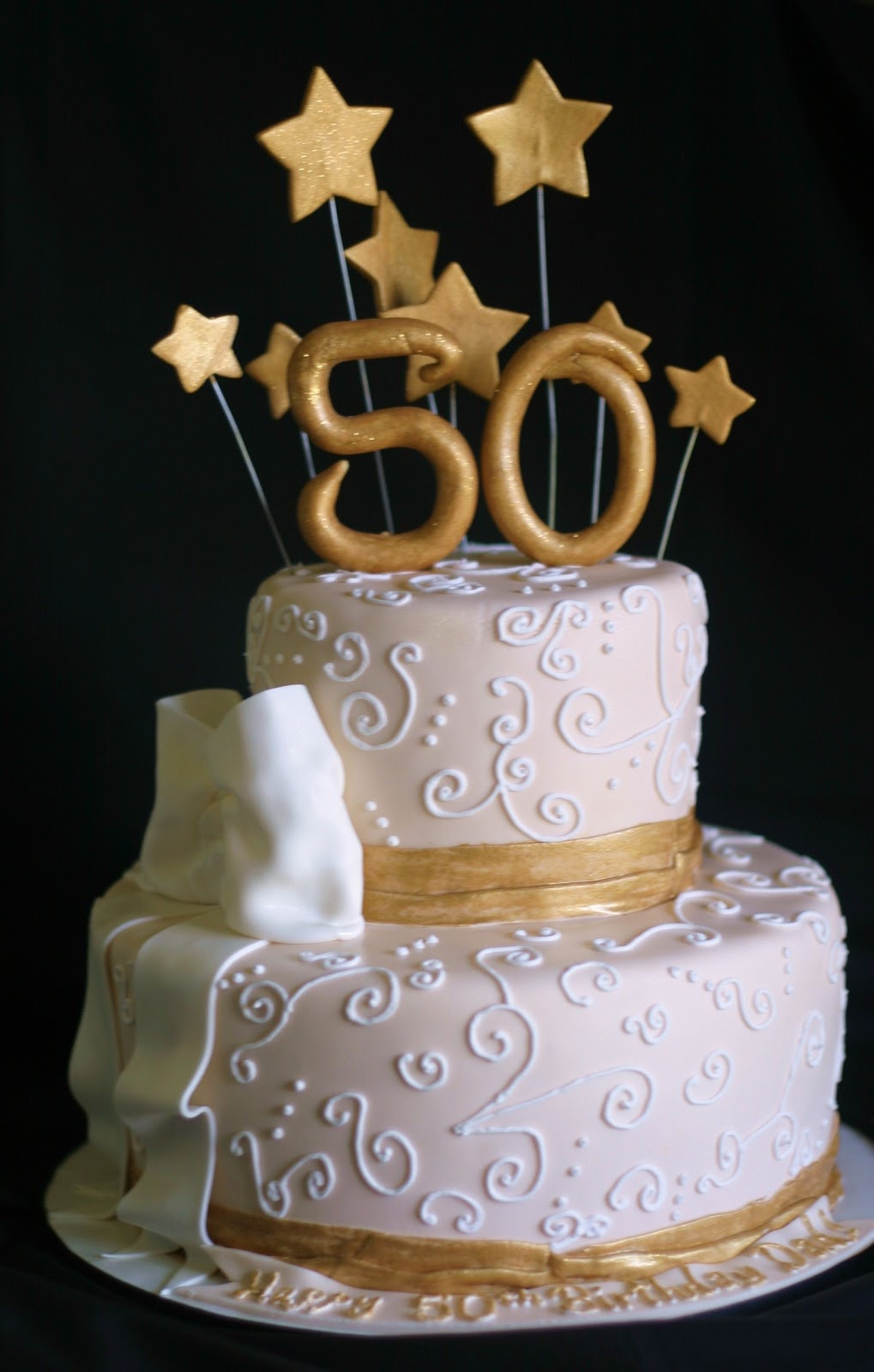 50th Birthday Cake Images
 Pink Little Cake Gold and light ivory 50th Birthday Cake