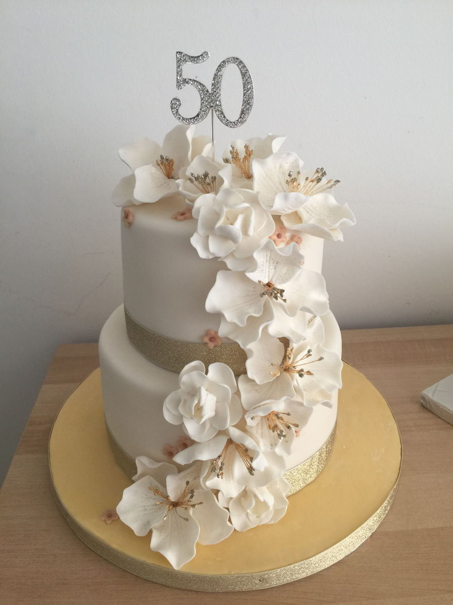 50th Birthday Cake Images
 50Th Birthday Cake With Fondant Flowers CakeCentral