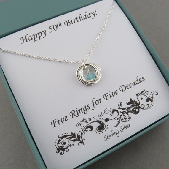 50Th Birthday Gift Ideas For Women
 50th Birthday Gift for Women Birthstone Necklace Sterling