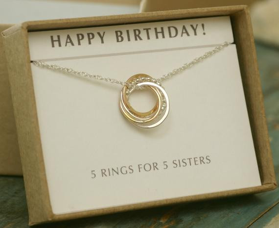 50Th Birthday Gift Ideas Sister
 5 sister necklace 50th birthday t 5 interlocking circle