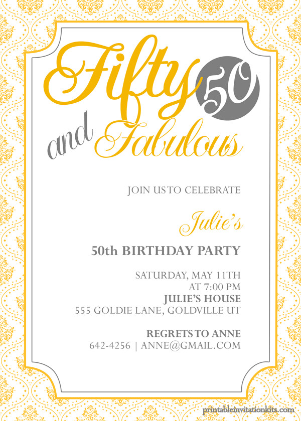 50th Birthday Invitation Templates
 Fifty and Fabulous – 50th Birthday Invitation ← Wedding