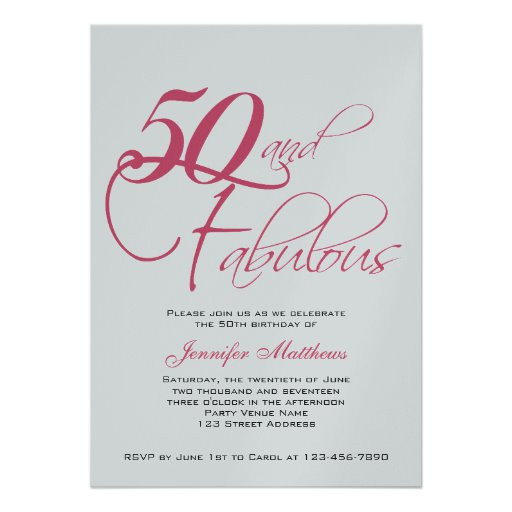 50th Birthday Invitation Templates
 Pink Black Silver 50th Birthday Invitations 5" X 7