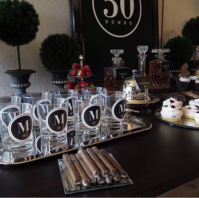50th Birthday Party Decorations For Men
 Masculine male birthday decor black white silver for a
