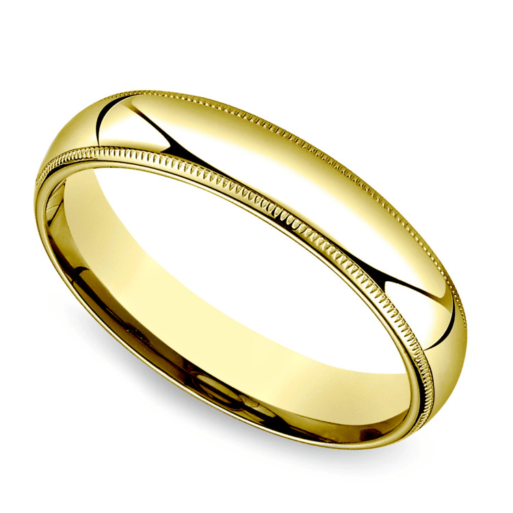 5mm Mens Wedding Band
 Milgrain Men s Wedding Ring in Yellow Gold 5mm