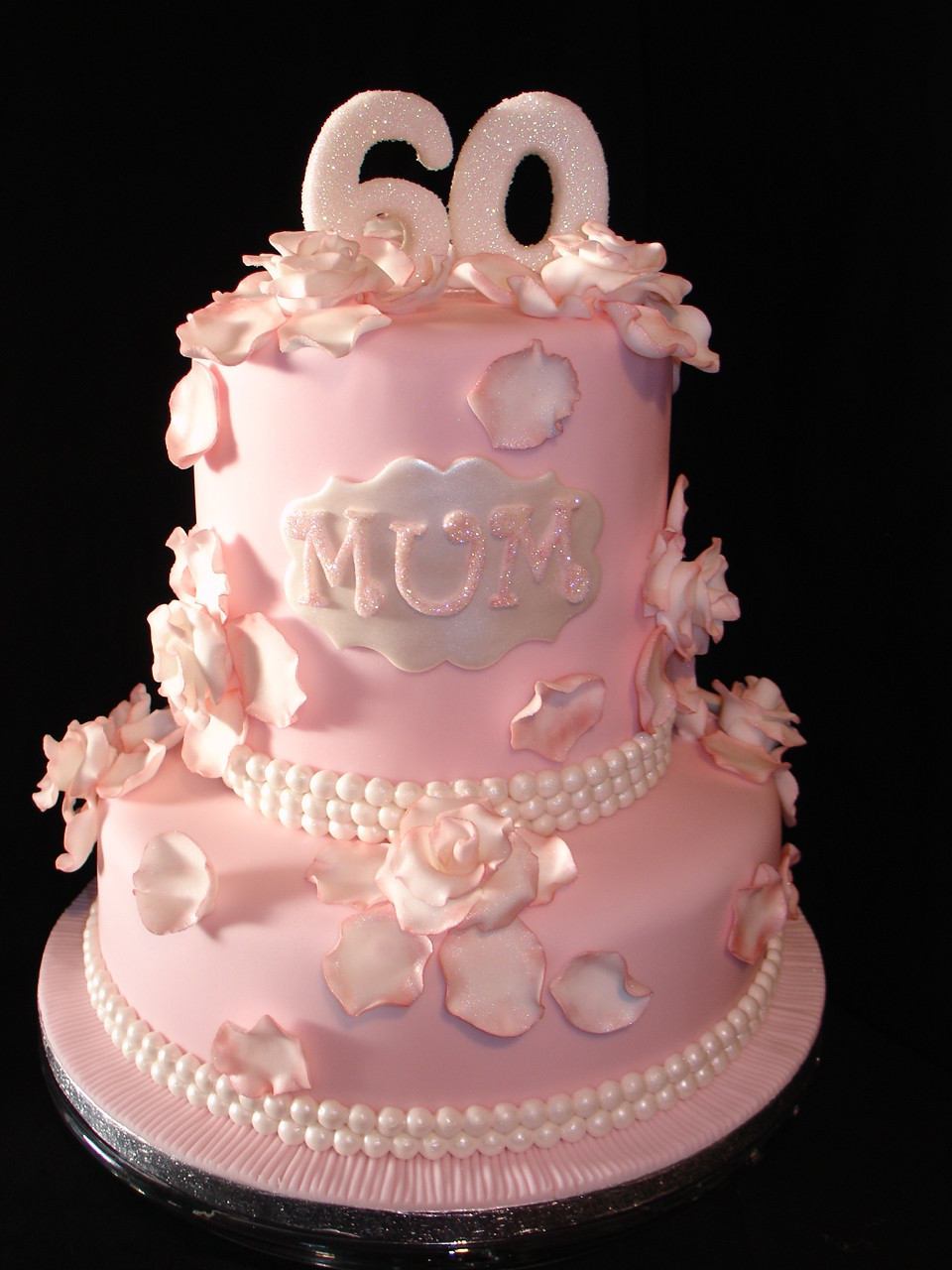 60 Birthday Cake
 Pale Pink 60Th Birthday Fondant Cake CakeCentral