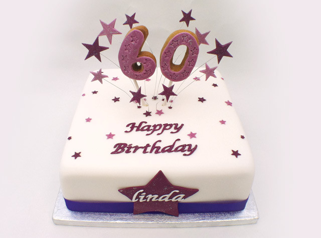 60 Birthday Cake
 Purple Star 60th Birthday Cake Cakey Goodness