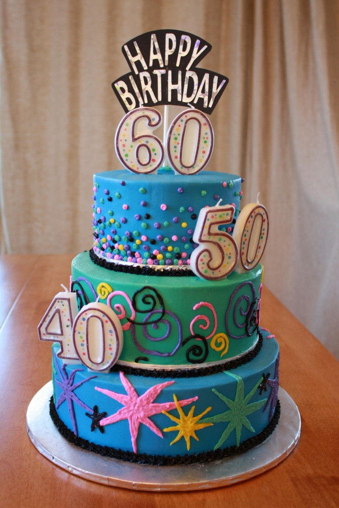 60 Birthday Cake
 Party Cakes 40 50 60 Birthday Cake 3 Tiers