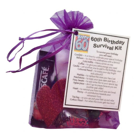 60th Birthday Gift
 60th Birthday Survival Kit 60th Gift Gift for by SmileGiftsUK