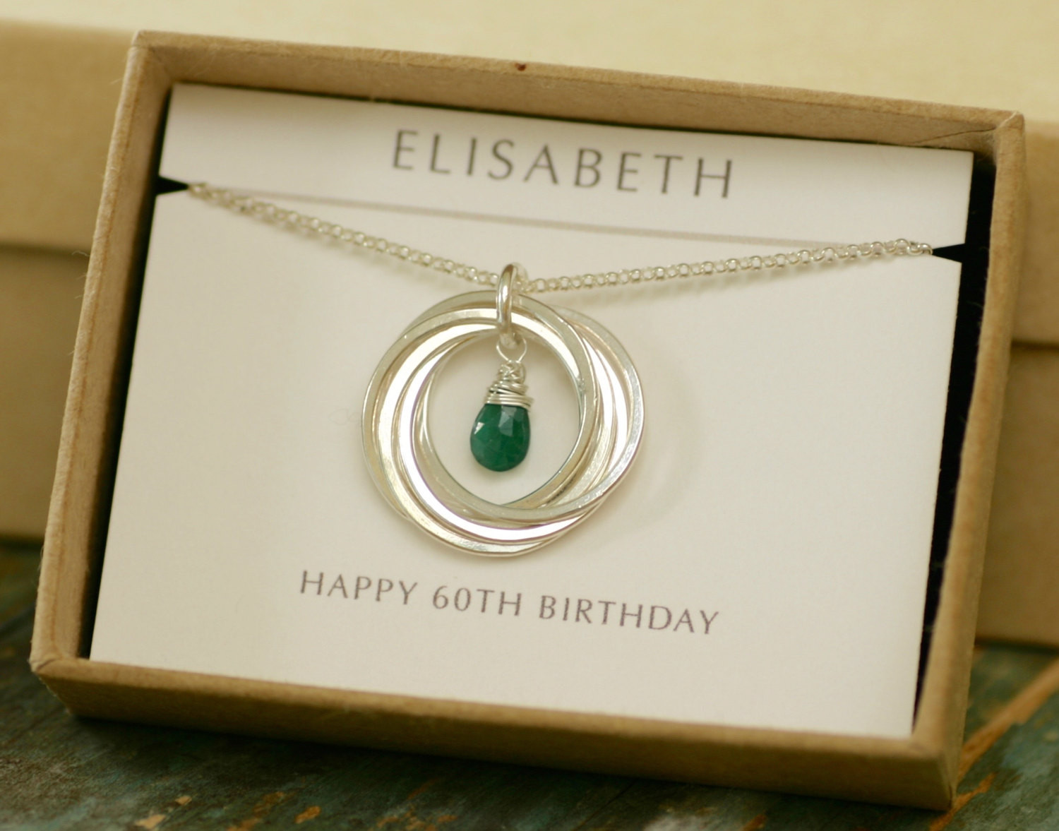 60th Birthday Gift
 60th birthday t for mum t for women emerald necklace