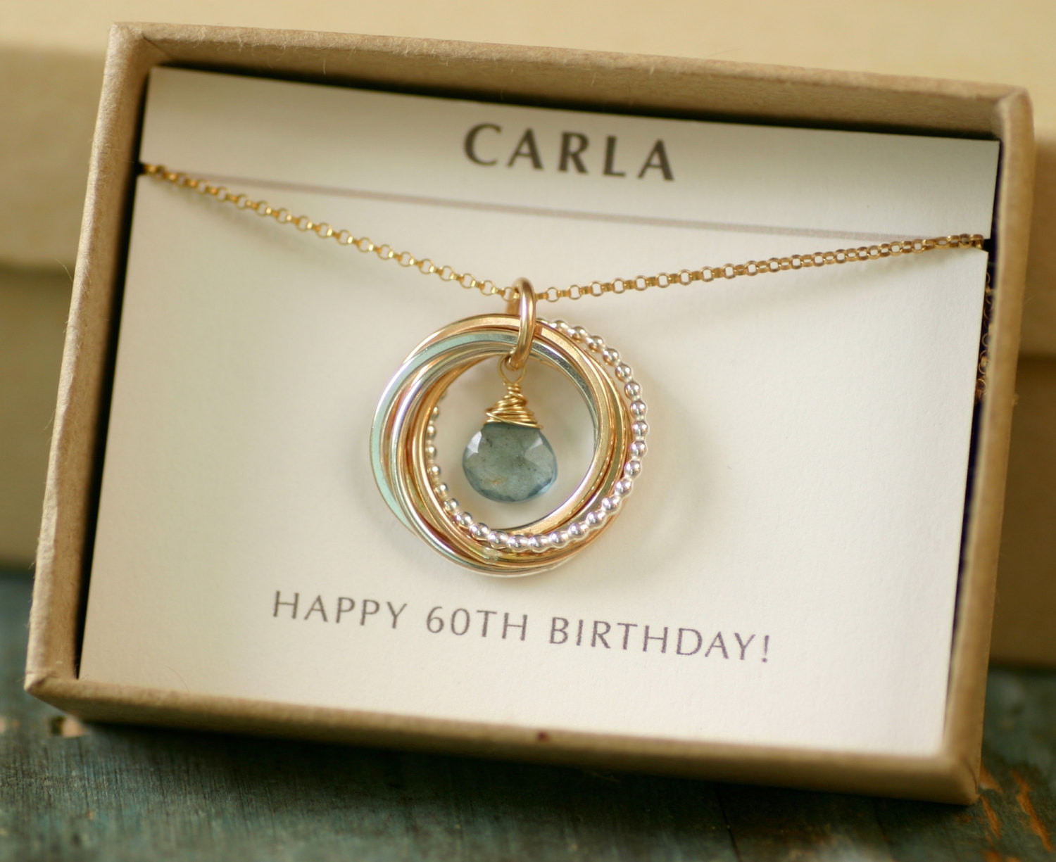 60th Birthday Gift
 60th birthday t for women aquamarine necklace for mom t