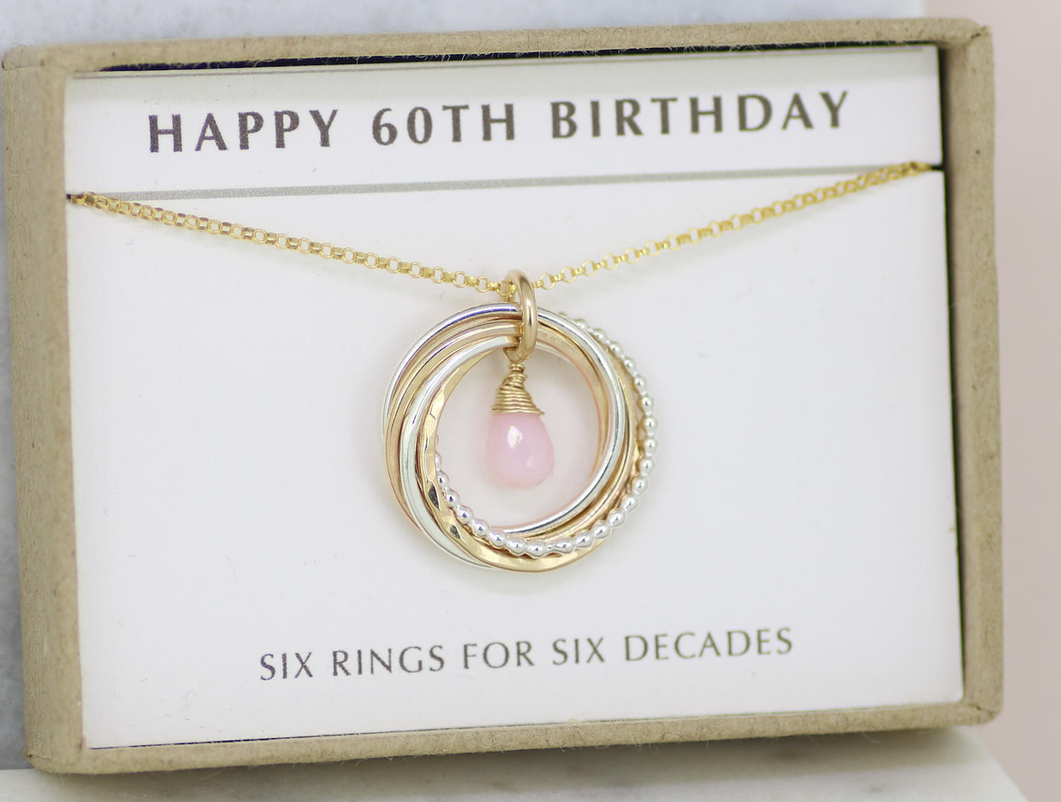 60th Birthday Gift
 60th birthday ts for women pink opal necklace for October