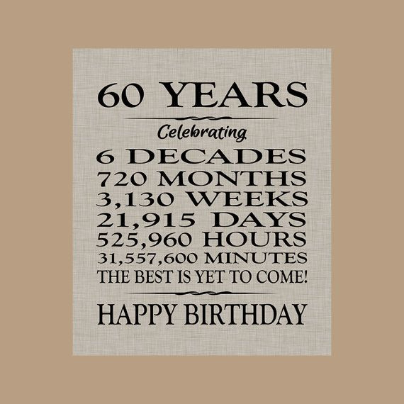 60Th Birthday Quotes
 60 Birthday Sign Sixty Birthday Gift Sixty Birthday