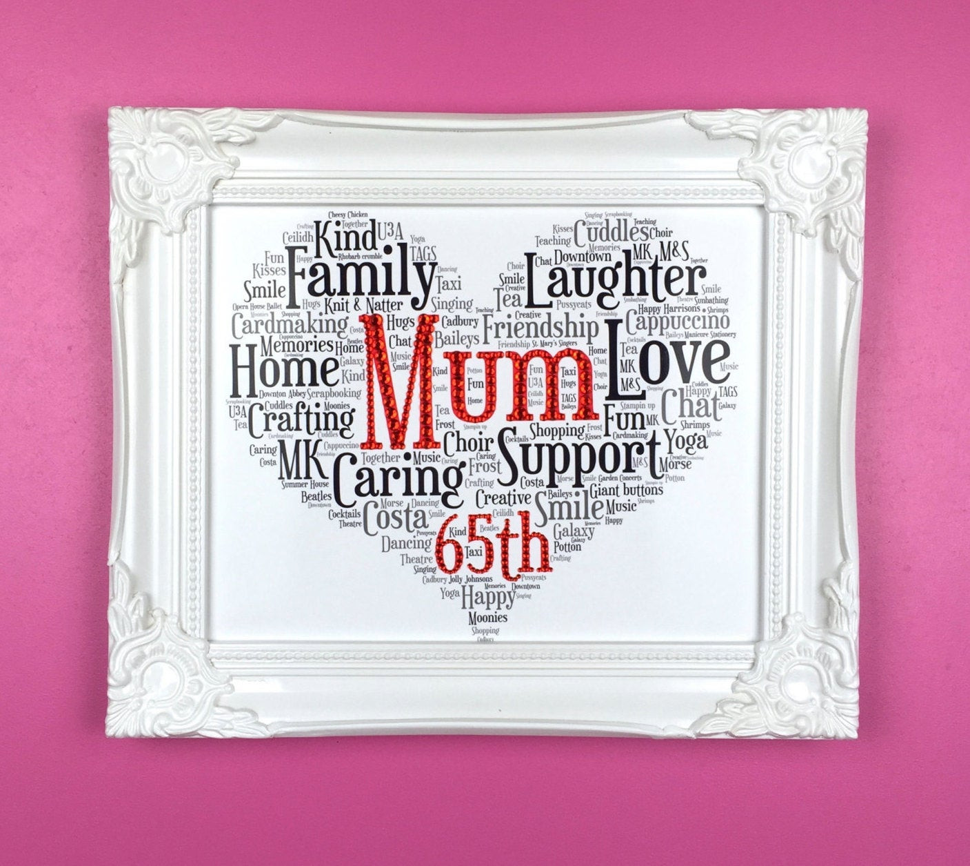 65th Birthday Gifts
 65th birthday personalised word art t for mum t for