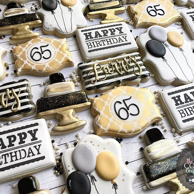 65th Birthday Party Decorations
 Happy 65th Birthday Party Cookies Thank you to Chelsea at