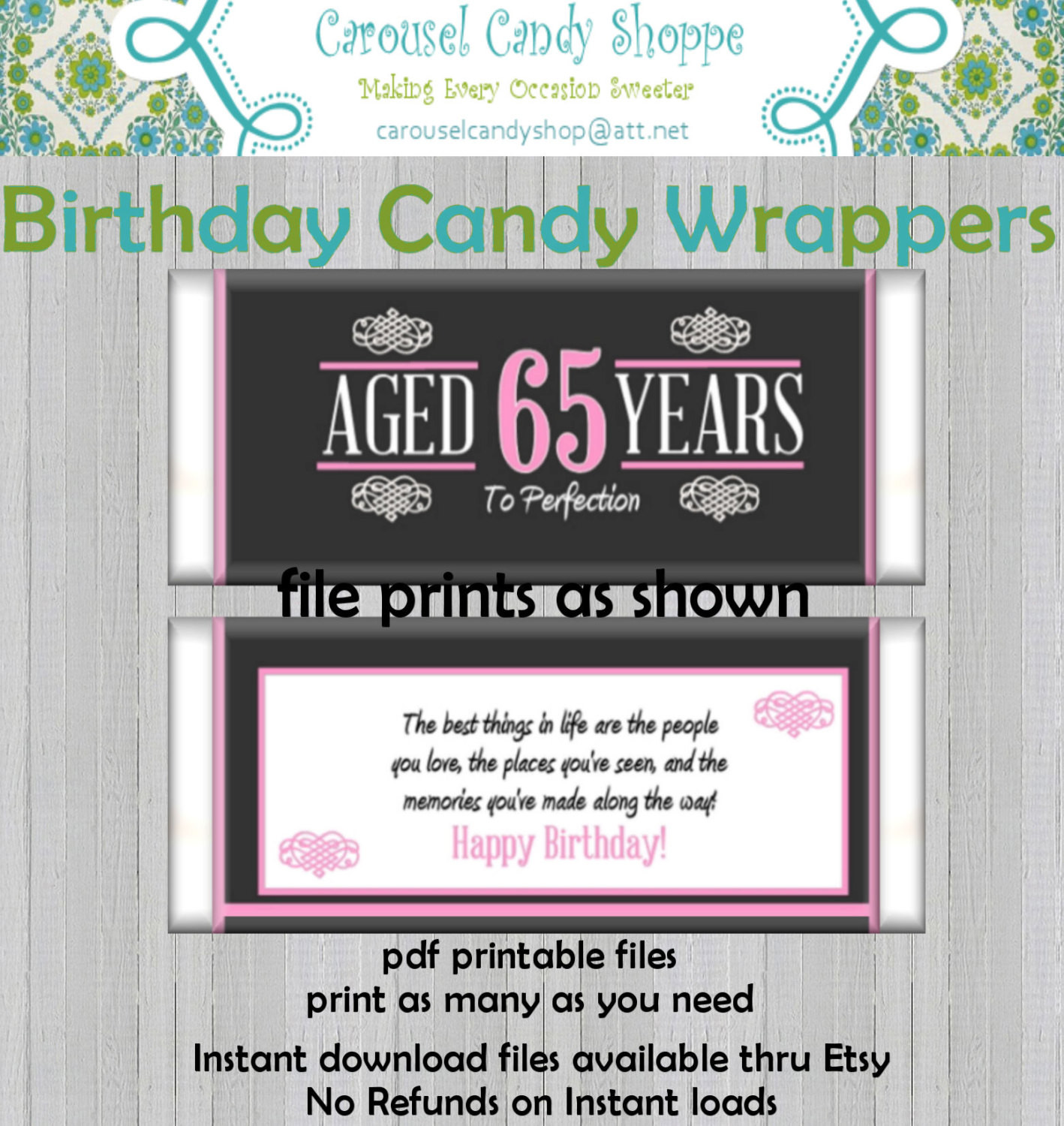 65th Birthday Party Decorations
 65th Birthday Party Favors Hershey s Candy Bar Wrappers