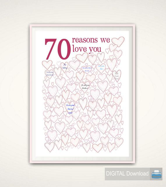 70 Birthday Gift Ideas
 70th Birthday Gift For Mom 70th Birthday Poster PRINTABLE