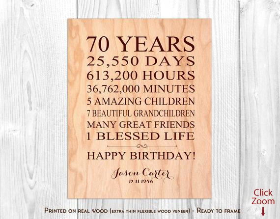 70 Birthday Gift Ideas
 70th Birthday Gifts for Men 70 Year Birthday Gift for