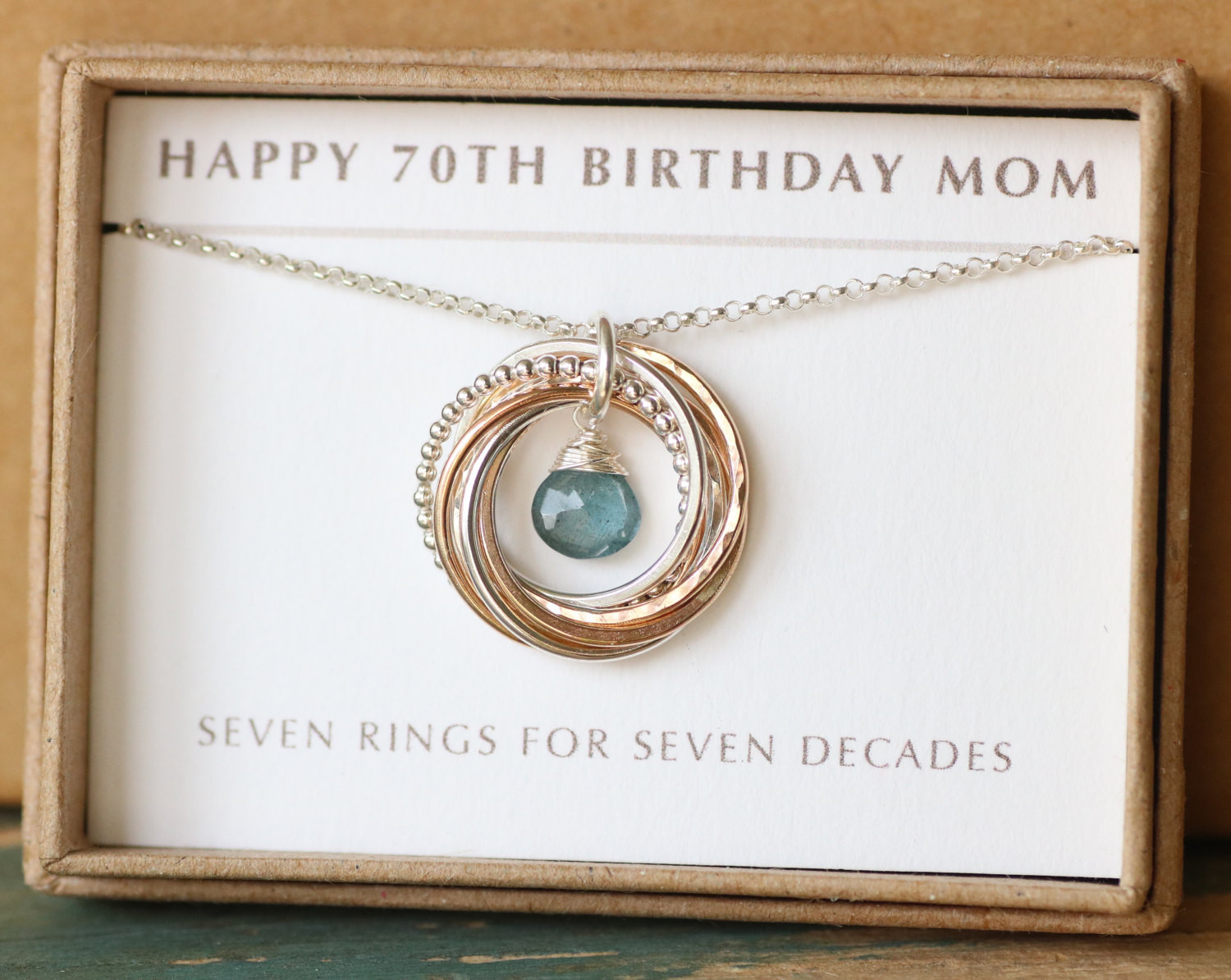 70 Birthday Gift Ideas
 70th birthday t for mom aquamarine necklace March