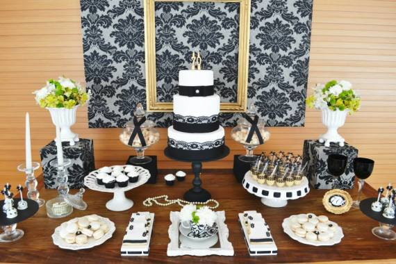 70 Birthday Party Decorations
 Birthday Party Ideas & Shops — Gold & Black Damask 70th