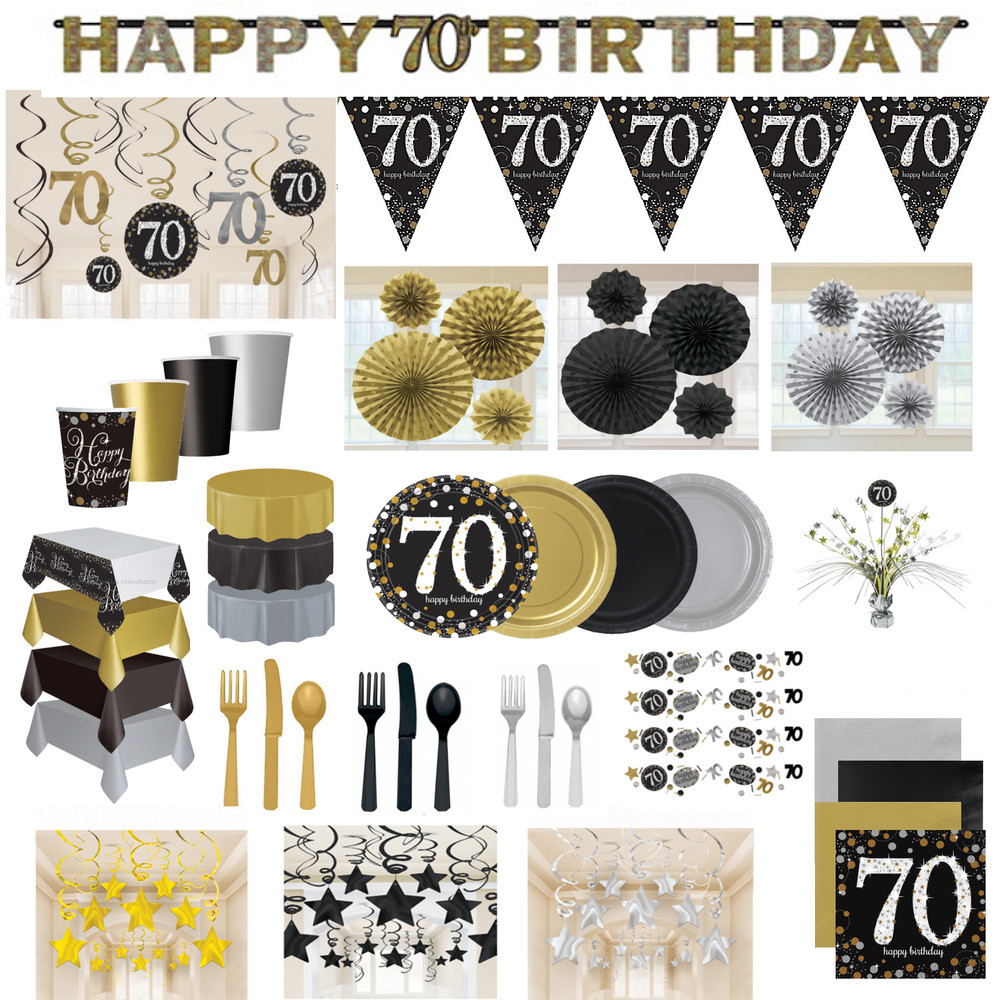 70th Birthday Party Decorations
 70th Birthday Party Decorations Black Gold Tableware