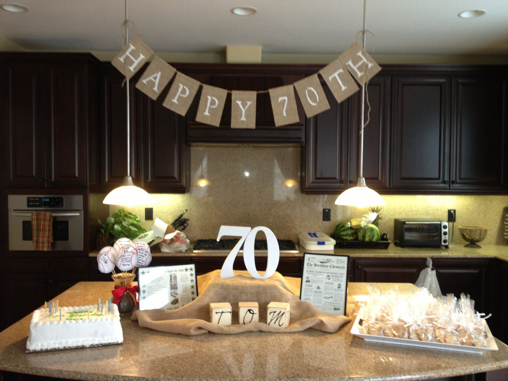 70th Birthday Party Decorations
 Happy 50th 60th or 70th Birthday Burlap Banner Prop