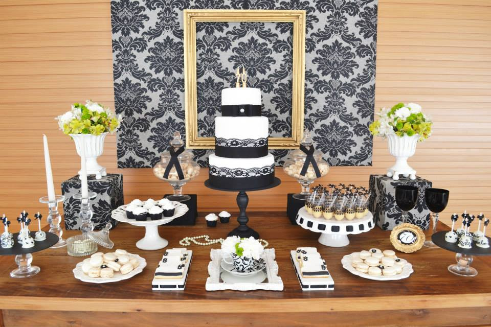 70th Birthday Party Decorations
 Gold & Black Damask 70th Birthday Party Birthday Party