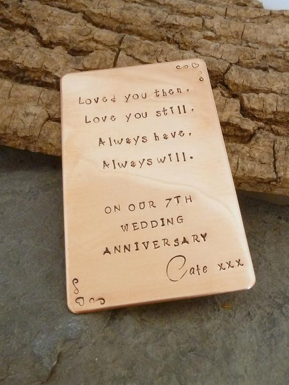 7Th Anniversary Quotes
 Copper wallet insert 7th wedding anniversary wedding vows