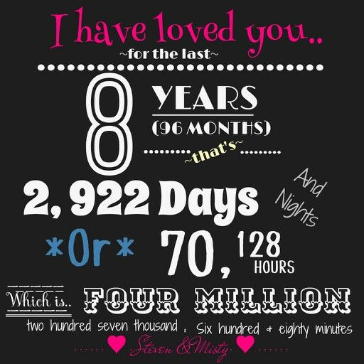 8 Year Anniversary Quotes
 Sign I made for me and Steven s 8 years to her today