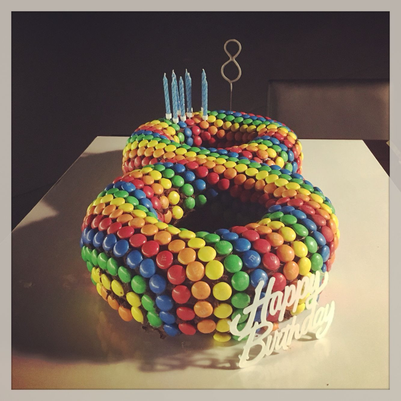 8 Year Old Boy Birthday Party Ideas
 Rainbow M&M s birthday cake 8 years old