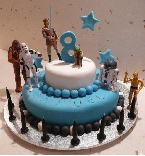 8 Year Old Boy Birthday Party Ideas
 Two tier Star Wars theme birthday cake for 8 year old with