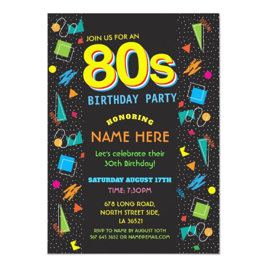 80s Birthday Party Invitations
 1980 s Birthday Party Eighties 80 s Invitations