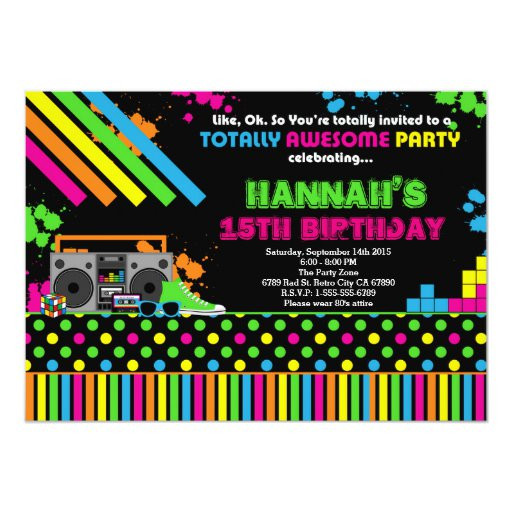 80s Birthday Party Invitations
 80 s Party Invitation Birthday Party Personalized