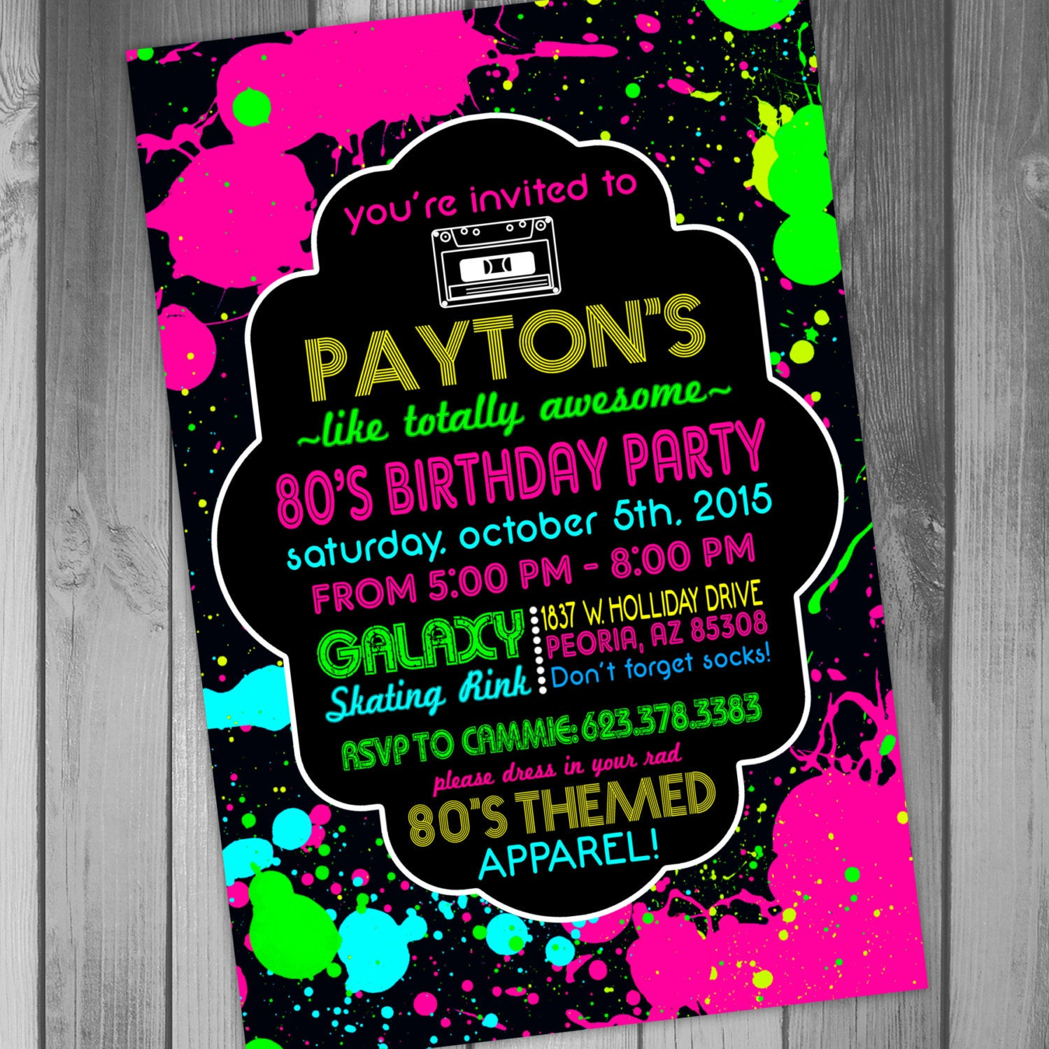 80s Birthday Party Invitations
 Birthday Party Invite 80s Birthday Party 80s Party by