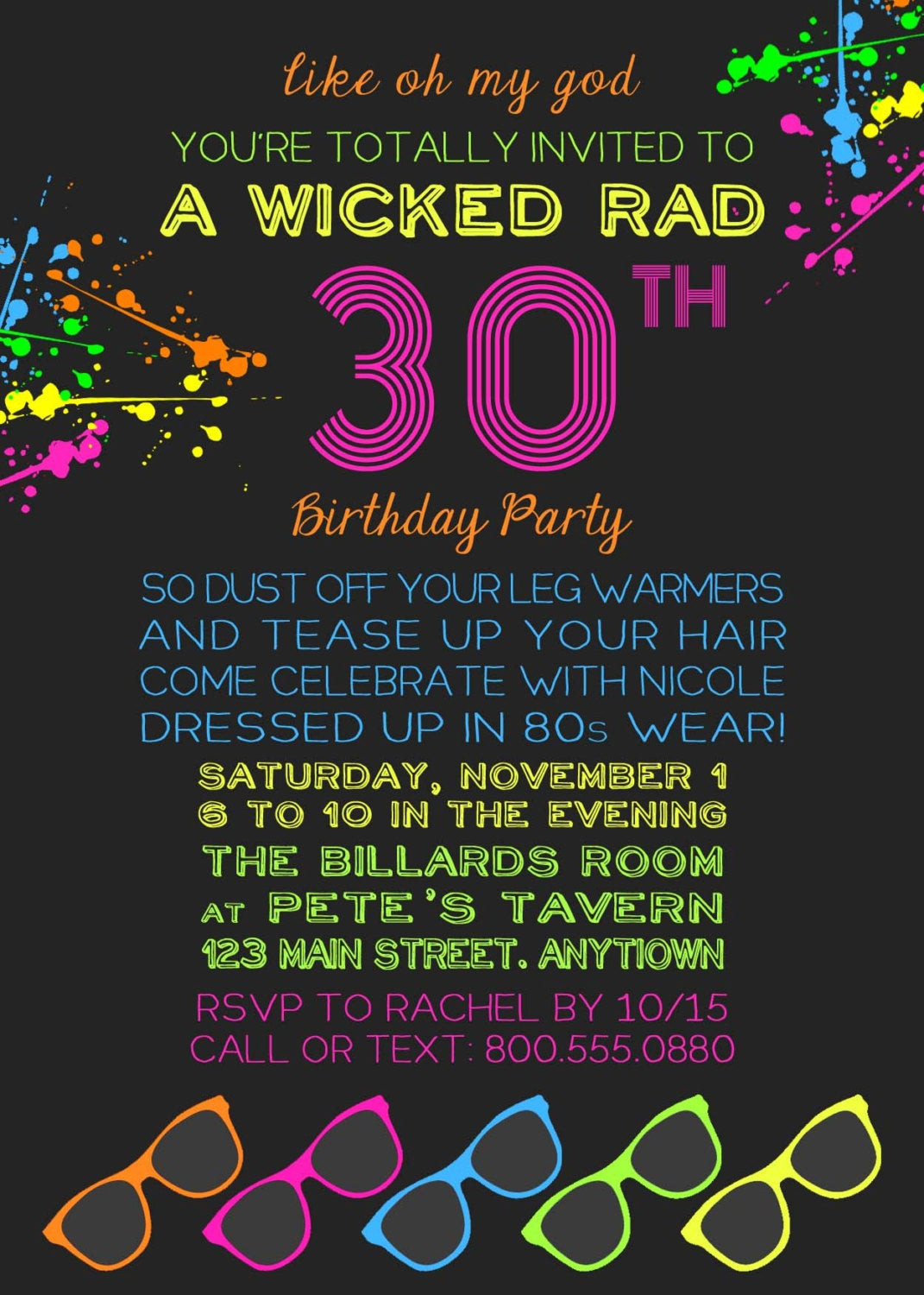 80s Birthday Party Invitations
 Printable 80s Theme Invitation