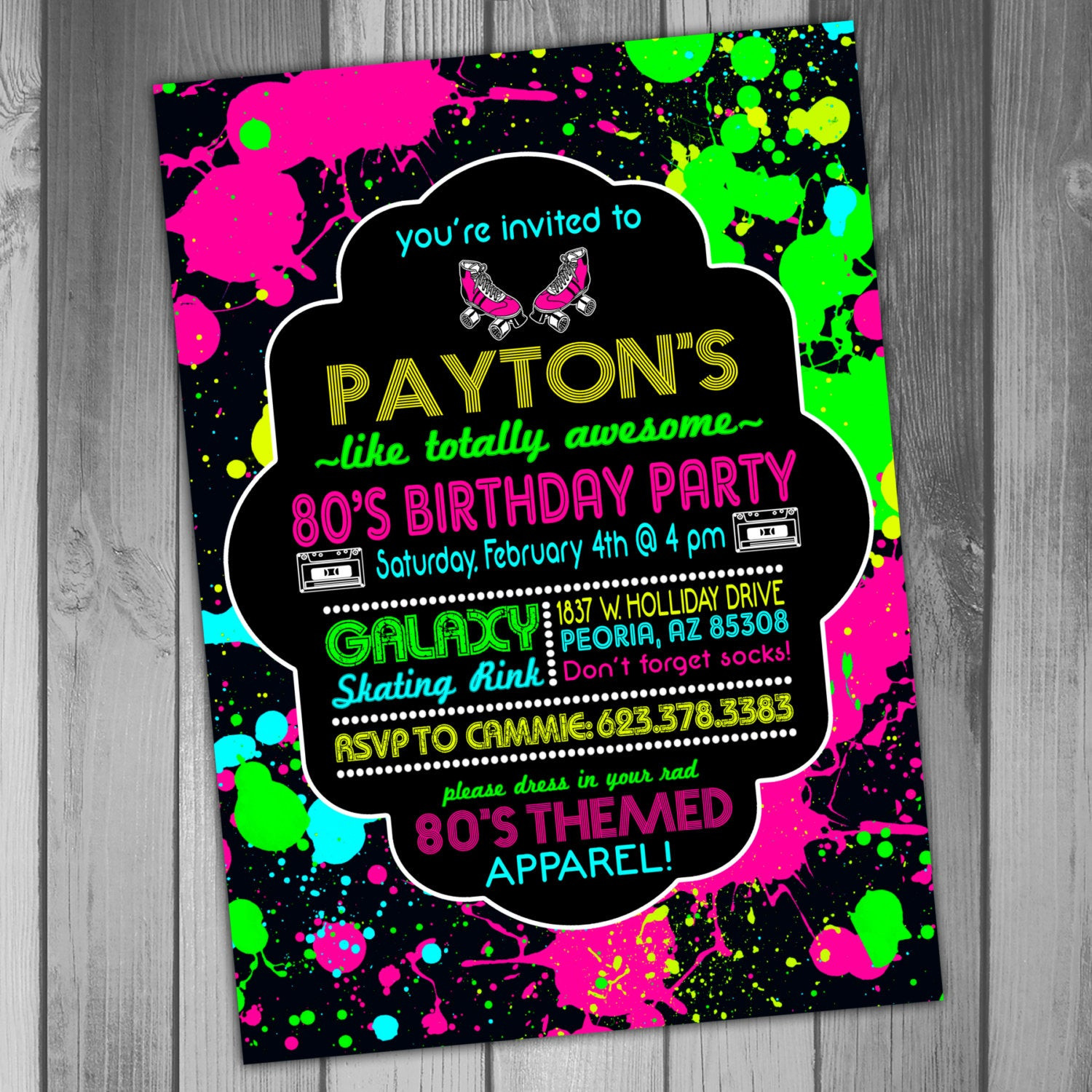 80s Birthday Party Invitations
 80s Party Invitation 80s Birthday Neon Birthday Party 80s