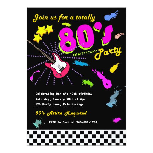 80s Birthday Party Invitations
 Totally 80 s Birthday Party Invitations
