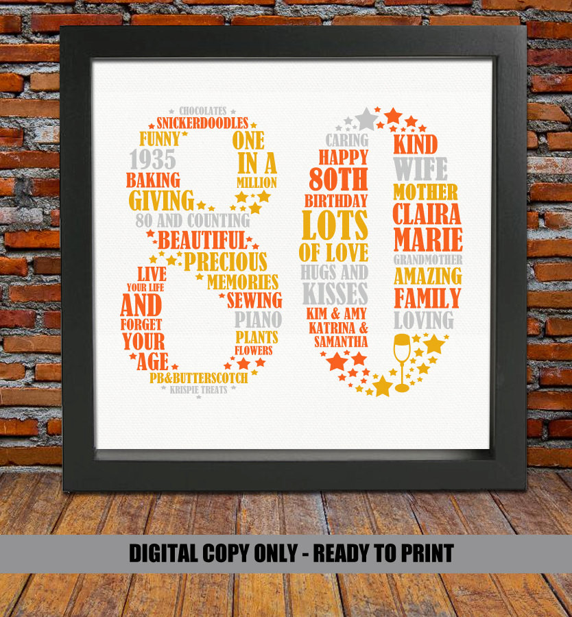 80Th Birthday Gift Ideas
 Personalized 80th Birthday Gift 80th birthday 80th birthday