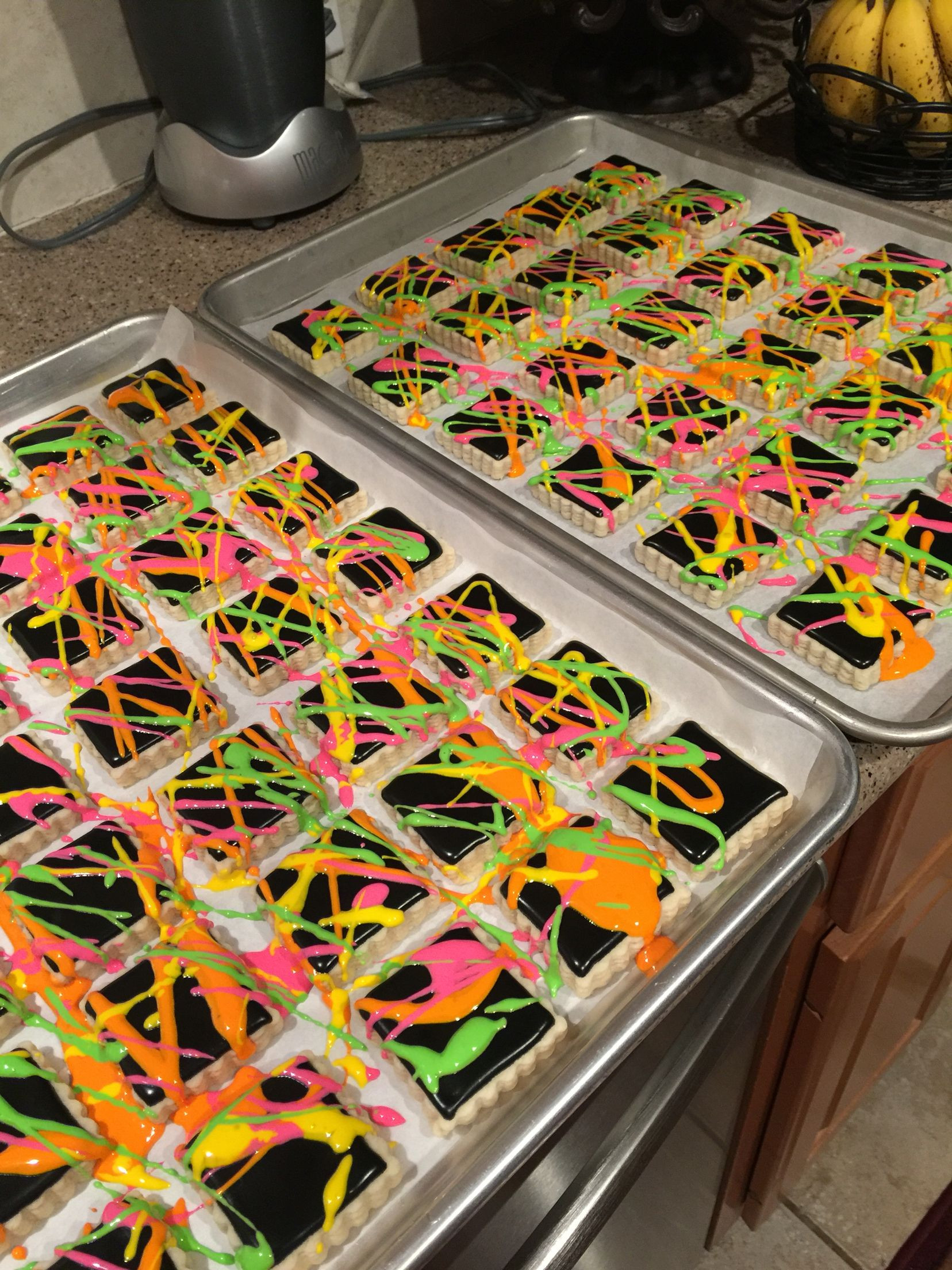 90S Party Food Ideas
 Neon Splatter Paint cookies Love how these turned out