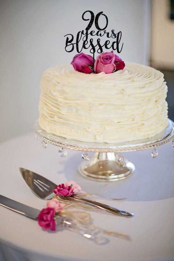 90th Birthday Cake
 90 Years Blessed Cake Topper 90th Birthday Cake