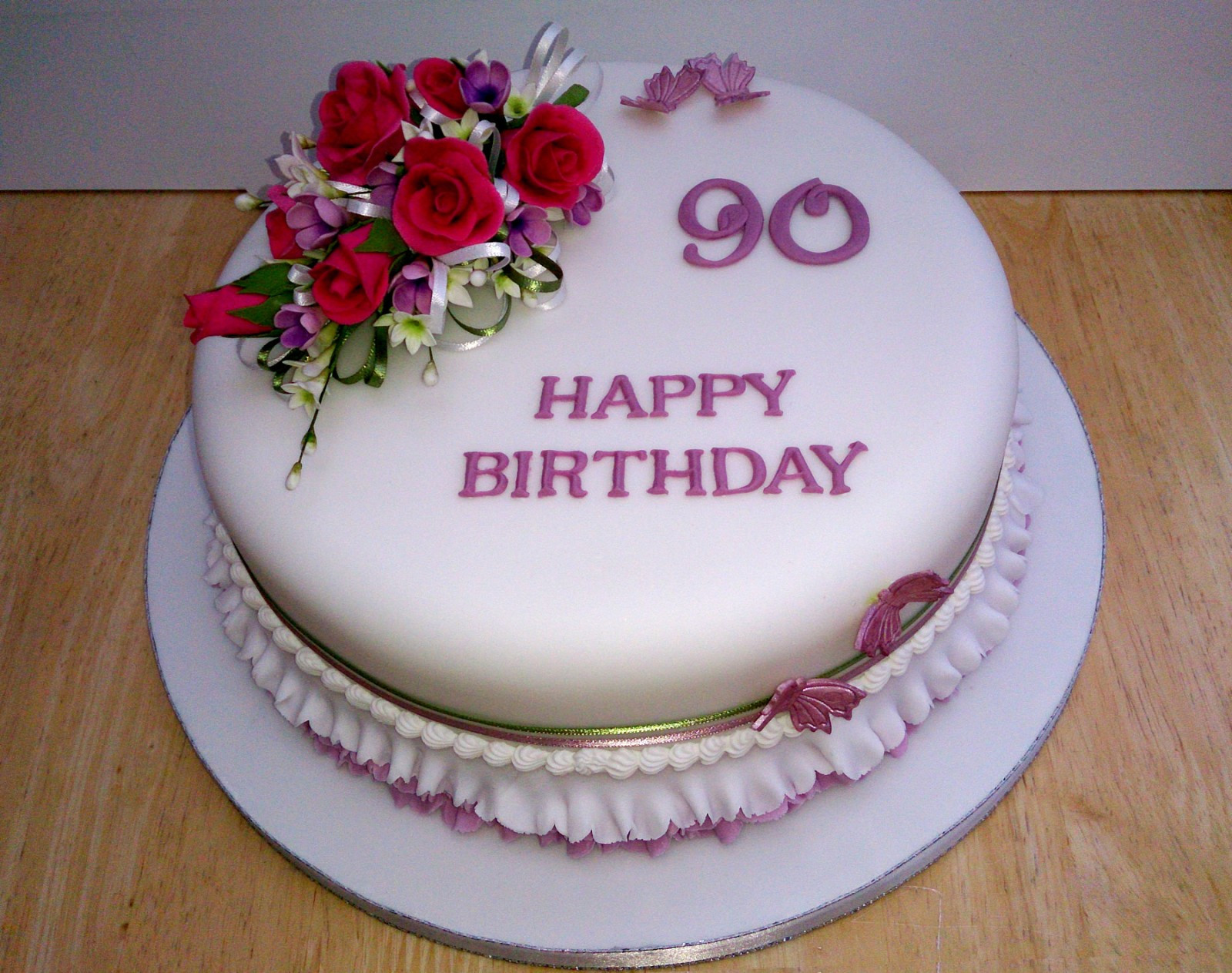 90th Birthday Cakes
 90th Birthday Cake With Sugar Flower Spray Susie s Cakes